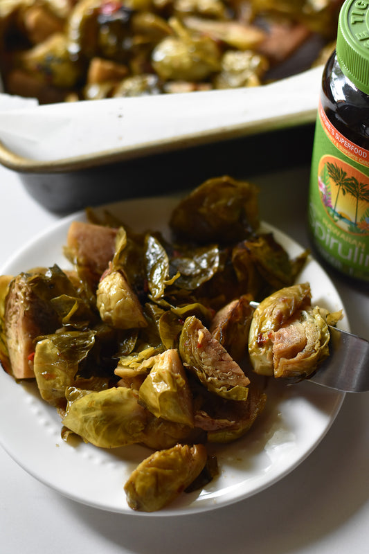 Hot Honey Balsamic Roasted Brussel Sprouts