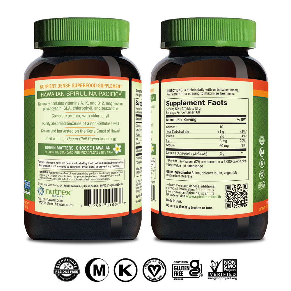 Hawaiian Spirulina 3 A Day 1000mg Tablets - 180ct