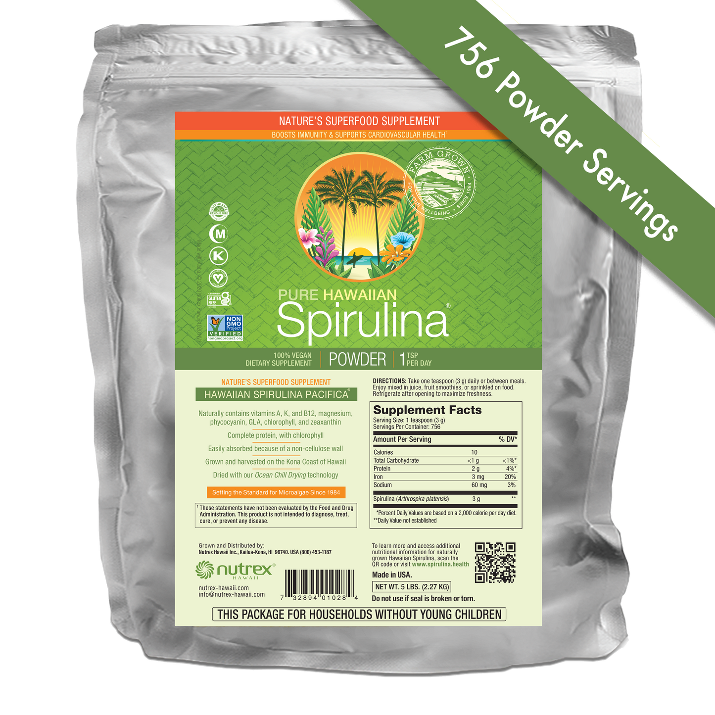 Hawaiian Spirulina Powder 5lb. Powder