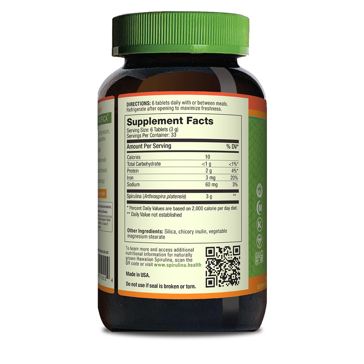 Hawaiian Spirulina 500mg Tablets - 200ct