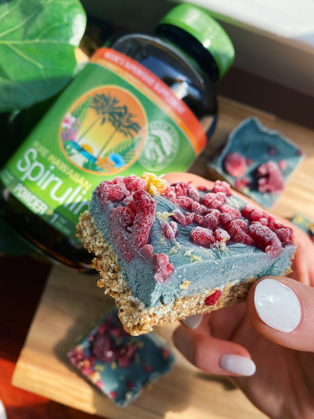 Raspberry Lemon Spirulina Frozen Yogurt Bars