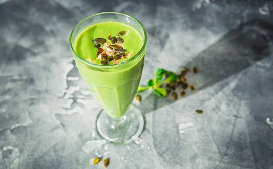 Spirulina Pumpkin Seed Smoothie with Cacao Nibs