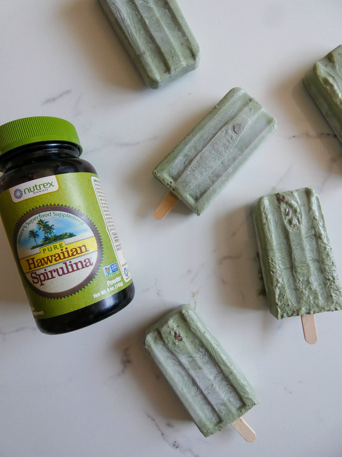 Mint Chip Spirulina Popsicles