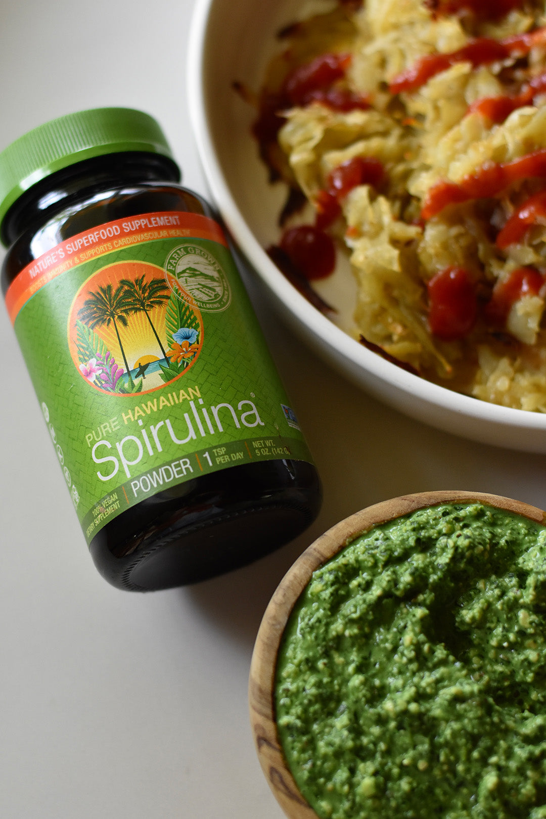 Spirulina Pesto Hashbrowns