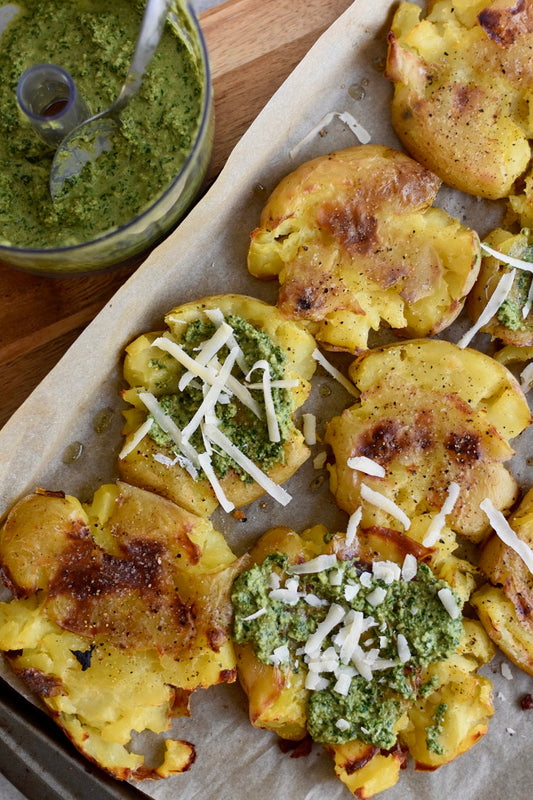 Roasted Spirulina Pesto Potatoes