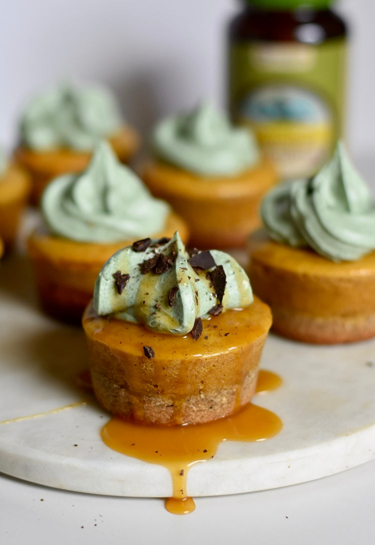 Pumpkin Cheesecake with Spirulina Buttercream