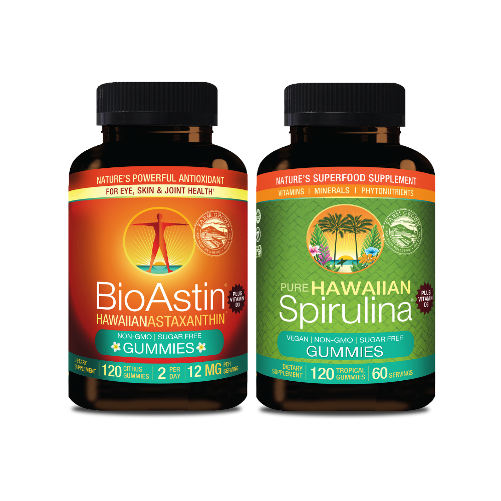 BioAstin® Hawaiian Astaxanthin Gummies® 120ct + Hawaiian Spirulina® Gummies 120ct Bundle