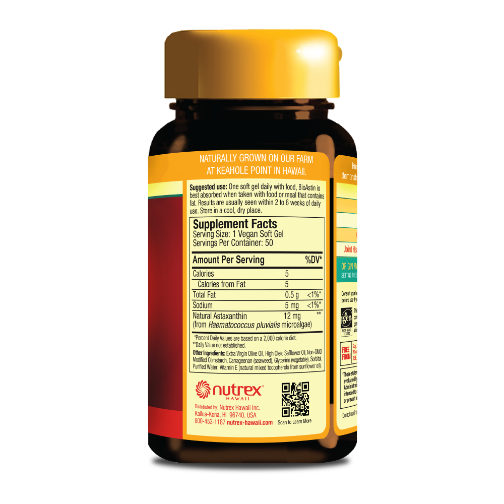 BioAstin Hawaiian Astaxanthin 12mg -  50ct. VEGAN
