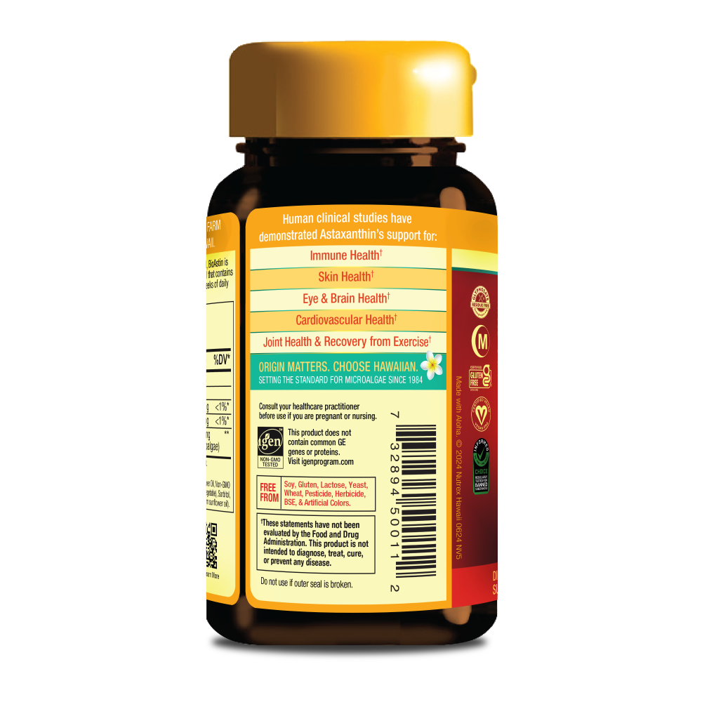 BioAstin Hawaiian Astaxanthin 12mg -  50ct. VEGAN