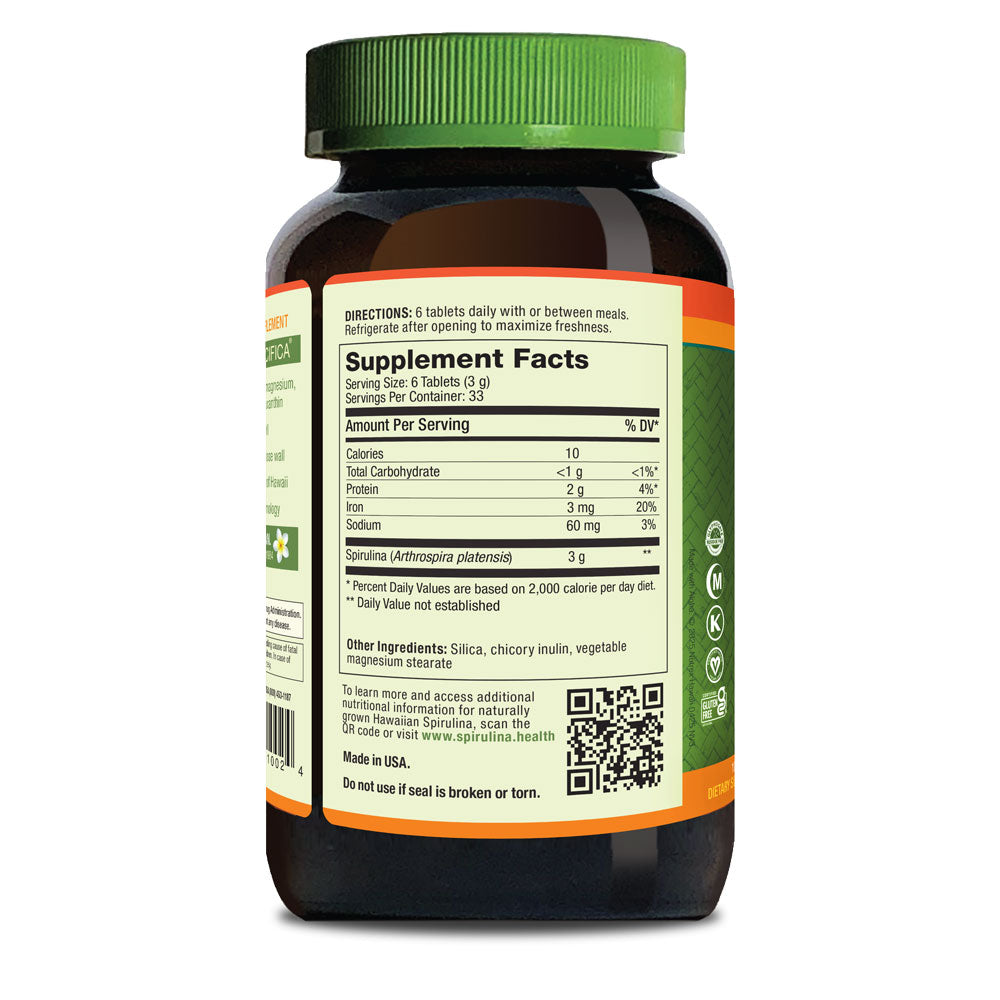 Hawaiian Spirulina 500mg Tablets 200ct