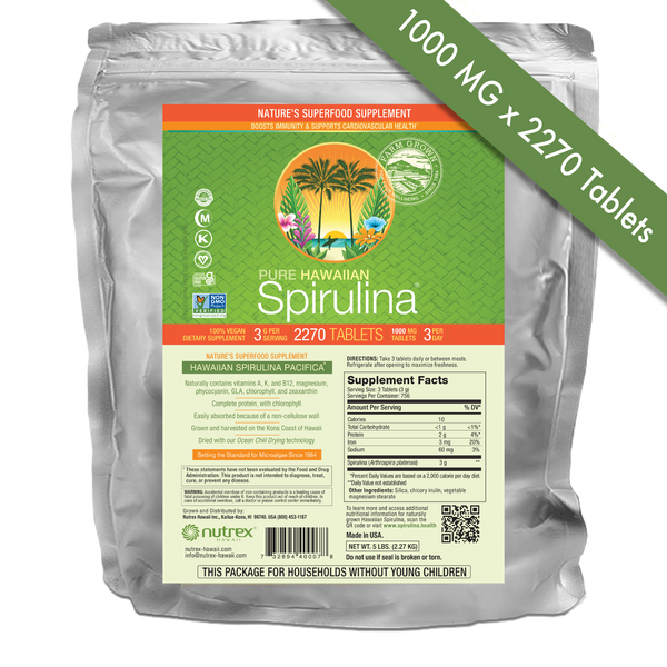 Hawaiian Spirulina 3 A Day 1000mg Tablets 5lb Bag Nutrex Hawaii